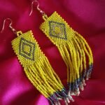 Beaded Boho Yellow Earrings