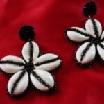Hand Crafted Cowrie Black Earrings