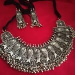 Matsya Statement Silver Choker + Earrings