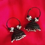 Dramatic Black White Bali Jhumka