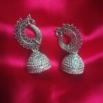 Peacock Dainty Silver Jhumkis