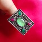 Tib Stone Adjustable Ring- Green