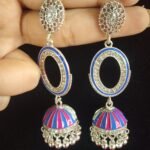 Indigo Pink Statement Jhumkas