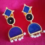 Blue Black  Statement Danglers