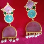 Pink Blue Statement Danglers