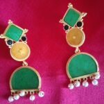 Teal Mustard Statement Danglers