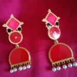 Pink Red Statement Danglers