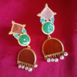 Rust Teal Statement Danglers