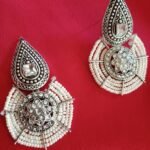 Oxidised Statement Kundan Earrings