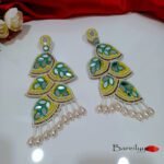 Hand Work Foliage Statement Earrings- Yellow
