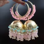 Premium Mogra Bali Jhumka- Pink Blue