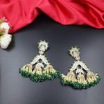 Tri Jhumka Premium Statement Danglers- Green