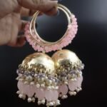 Premium Mogra Bali Jhumka- Pink