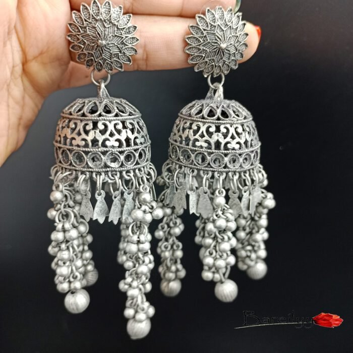 Strandy Beautifully Carved Jhumkas - Image 1