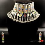 Statement Mirror Choker+ Earrings- Multi