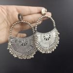 Carved Silver Chandbali