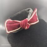 Premium Broad Velvet Bow Hair Band- Maroon