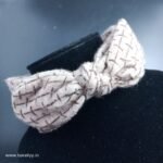Premium Woolen Bow Broad Hair Band- Beige