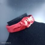 Butterfly Print Satin Knot Hair Band- Red