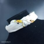 Butterfly Print Satin Knot Hair Band- Off White