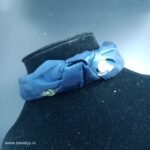 Butterfly Print Satin Knot Hair Band- Blue