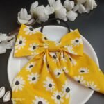 Bow Floral Statement Scrunchies- Yellow