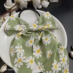 Bow Floral Statement Scrunchies- Pastel Green