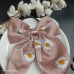 Bow Floral Statement Scrunchies- Old Rose