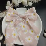 Bow Floral Statement Scrunchies- Peach