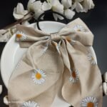 Bow Floral Statement Scrunchies- Beige