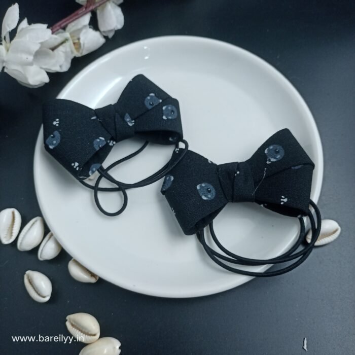 Premium Bow Fold Bands Teddy Pair- Black - Image 1