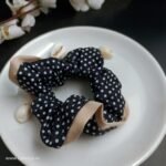 Dot Print Scrunchies- Black