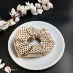 Dot Print Scrunchies- Cream