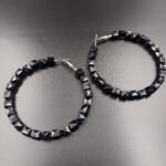 Black Beaded Statement Hoops