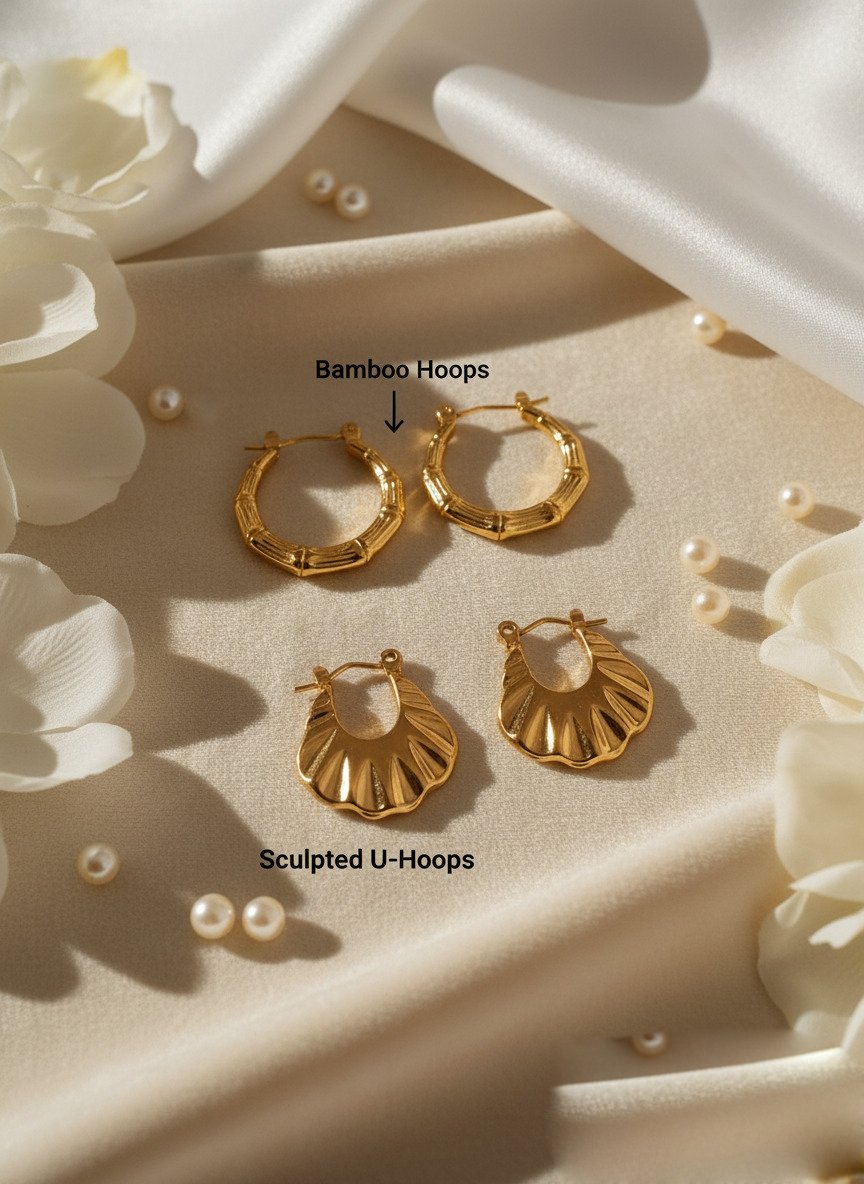 combo Demi Fine Bamboo + Sculpted U Hoop Combo - Image 1